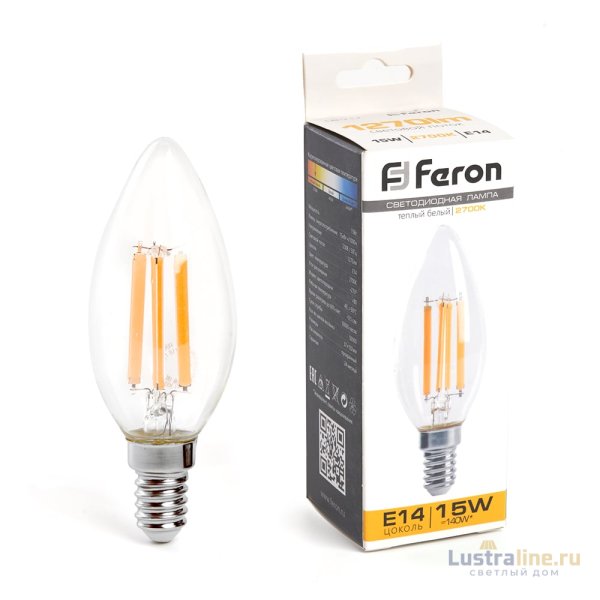 Лампа светодиодная Feron LB-717 Свеча E14 15W 2700K 38256 Лампа светодиодная Feron LB-717 Свеча E14 15W 2700K 38256
