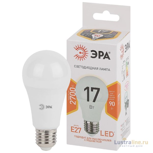 Лампа светодиодная Эра E27 17W 2700K LED A60-17W-827-E27 Б0031699 Лампа светодиодная Эра E27 17W 2700K LED A60-17W-827-E27 Б0031699