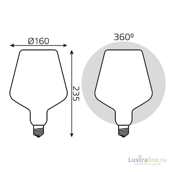 Лампа светодиодная филаментная Gauss E27 9W 4100К матовая 1016802209