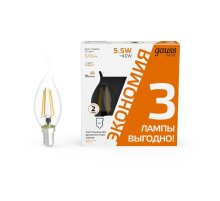 Лампа светодиодная Gauss Basic Filament E14 5,5W 2700K 1041116T