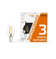 Лампа светодиодная Gauss Basic Filament E14 5,5W 2700K 1041116T