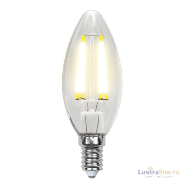 Лампа светодиодная филаментная (UL-00002198) Uniel E14 6W 4000K прозрачная LED-C35-6W/NW/E14/CL GLA01TR