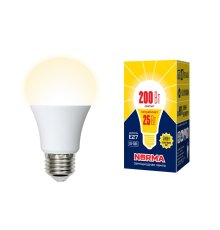 Лампа светодиодная (UL-00004469) Volpe E27 25W 3000K матовая LED-A70-25W/3000K/E27/FR/NR