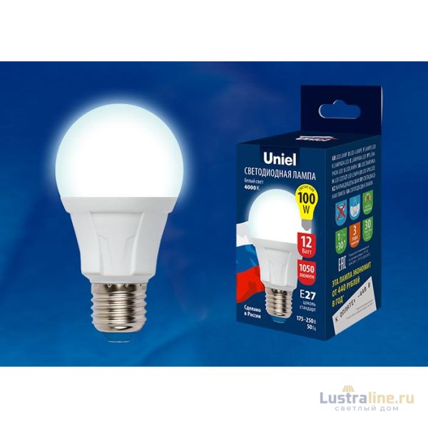 Лампа светодиодная (UL-00002004) Uniel E27 10W 6500K матовая LED-A60 10W/DW/E27/FR PLP01WH Лампа светодиодная (UL-00002004) Uniel E27 10W 6500K матовая LED-A60 10W/DW/E27/FR PLP01WH