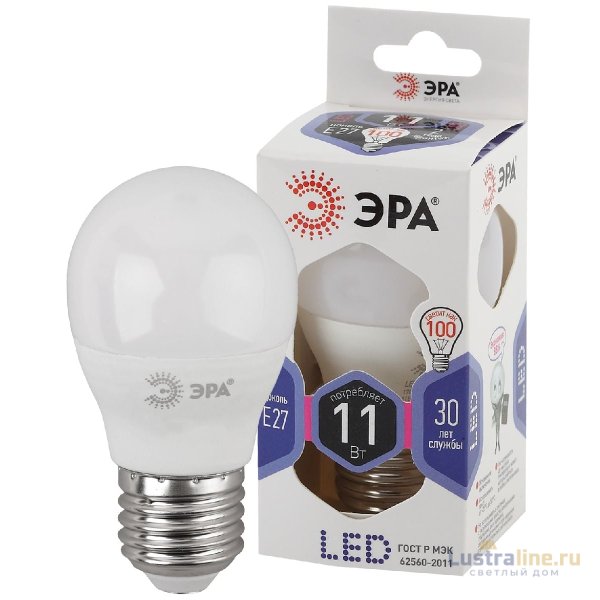 Лампа светодиодная Эра E27 11W 6000K LED P45-11W-860-E27 Б0032991