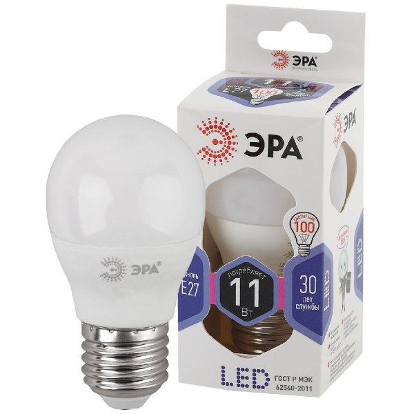 Лампа светодиодная Эра E27 11W 6000K LED P45-11W-860-E27 Б0032991