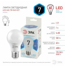 Лампа светодиодная Эра E27 7W 4000K LED A60-7W-840-E27 Б0029820