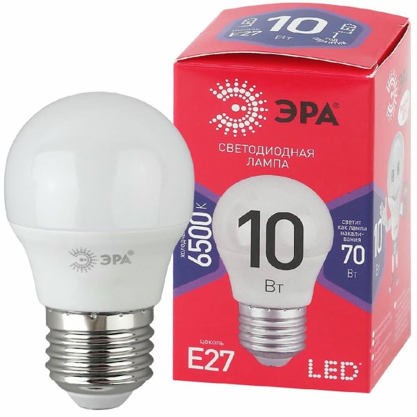 Лампа светодиодная Эра E27 10W 6500K LED P45-10W-865-E27 R Б0045355