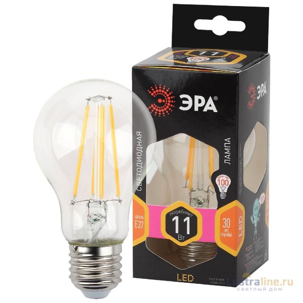 Лампа светодиодная Эра E27 11W 2700K F-LED A60-11W-827-E27 Б0035025 Лампа светодиодная Эра E27 11W 2700K F-LED A60-11W-827-E27 Б0035025