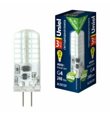 Лампа светодиодная Uniel LED-JC-12/3W/4000K/G4/CL SIZ05TR UL-00010367