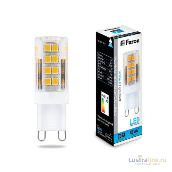 Лампа светодиодная Feron G9 5W 6400K Прямосторонняя Матовая LB-432 25771 Лампа светодиодная Feron G9 5W 6400K Прямосторонняя Матовая LB-432 25771