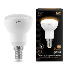 Лампа светодиодная рефлекторная Gauss E14 6W 3000K матовая 106001106