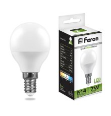 Лампа светодиодная Feron E14 7W 4000K Шар Матовая LB-95 25479 УЦ