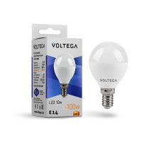 Лампа светодиодная Voltega E14 10W 2800K шар матовый VG2-G45E14warm10W 8453