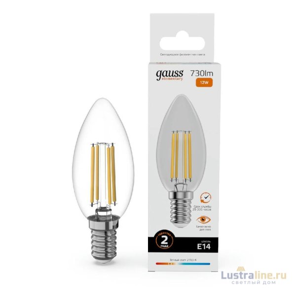 Лампа светодиодная Gauss Filament Elementary E14 12W 2700K 32112 Лампа светодиодная Gauss Filament Elementary E14 12W 2700K 32112