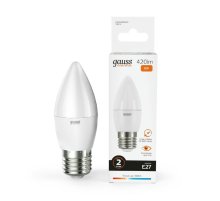 Лампа светодиодная Gauss E27 6W 3000K свеча матовая 33216