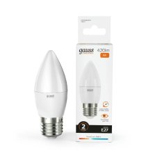 Лампа светодиодная Gauss E27 6W 3000K свеча матовая 33216