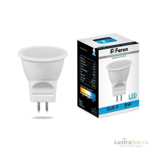 Лампа светодиодная Feron G5.3 3W 6400K матовая LB-271 25553 Лампа светодиодная Feron G5.3 3W 6400K матовая LB-271 25553
