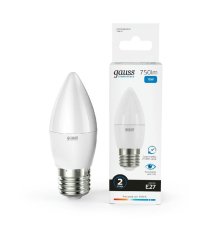 Лампа светодиодная Gauss E27 10W 6500K свеча матовая 30230