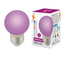 Лампа декоративная светодиодная (UL-00005652) Volpe E27 1W фиолетовая LED-G45-1W/PURPLE/E27/FR/С