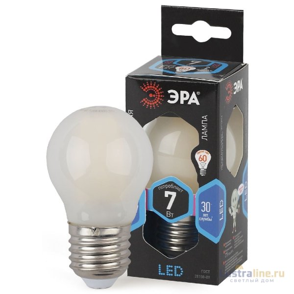 Лампа светодиодная Эра E27 7W 4000K F-LED P45-7W-840-E27 frost Б0027959 Лампа светодиодная Эра E27 7W 4000K F-LED P45-7W-840-E27 frost Б0027959