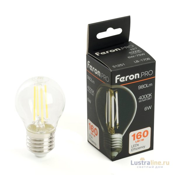 Лампа светодиодная Feron LB-1706 E27 6W 4000K 51251 Лампа светодиодная Feron LB-1706 E27 6W 4000K 51251