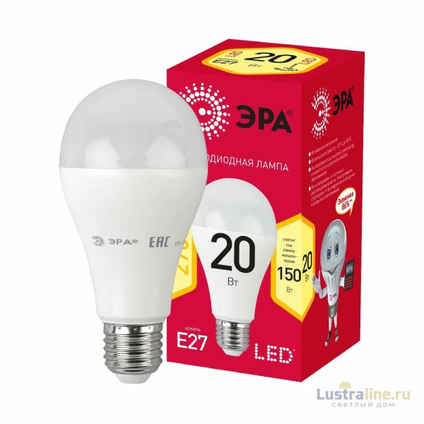 Лампа светодиодная Эра E27 20W 2700K LED A65-20W-827-E27 R Б0050687 Лампа светодиодная Эра E27 20W 2700K LED A65-20W-827-E27 R Б0050687