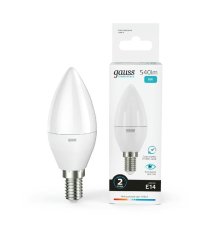Лампа светодиодная Gauss E14 8W 4100K свеча матовая 33128