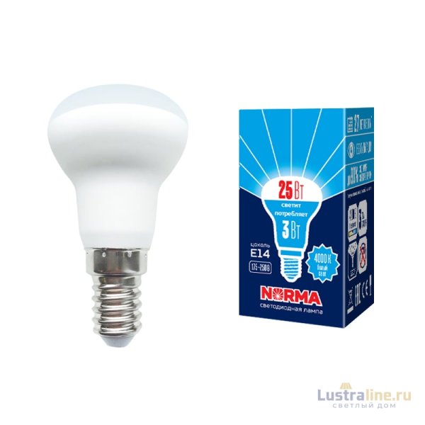 Лампа светодиодная Volpe Norma LED-R39-3W/4000K/E14/FR/NR картон UL-00005626 Лампа светодиодная Volpe Norma LED-R39-3W/4000K/E14/FR/NR картон UL-00005626