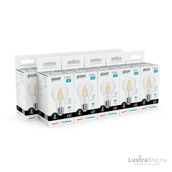 Лампа светодиодная Gauss Filament Elementary E27 9W 4100K 22229 Лампа светодиодная Gauss Filament Elementary E27 9W 4100K 22229