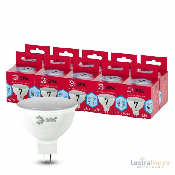 Лампа светодиодная Эра GU5.3 7W 4000K LED MR16-7W-840-GU5.3 R Б0050690