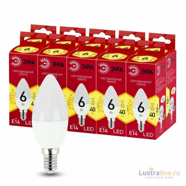 Лампа светодиодная Эра E14 6W 2700K LED B35-6W-827-E14 R Б0052383 Лампа светодиодная Эра E14 6W 2700K LED B35-6W-827-E14 R Б0052383