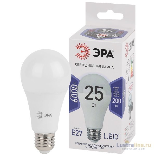 Лампа светодиодная Эра E27 25W 6000K LED A65-25W-860-E27 Б0035336 Лампа светодиодная Эра E27 25W 6000K LED A65-25W-860-E27 Б0035336
