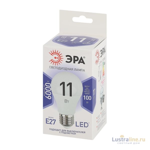 Лампа светодиодная Эра E27 11W 6000K LED A60-11W-860-E27 Б0031394