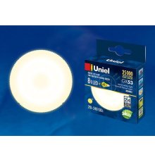 Лампа светодиодная (UL-00001672) Uniel GX53 8W 3000K матовая LED-GX53-8W/WW/GX53/FR PLZ01WH УЦ