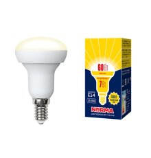 Лампа светодиодная (UL-00003845) Volpe E14 7W 3000K матовая LED-R50-7W/WW/E14/FR/NR