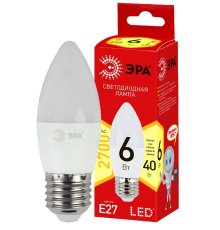 Лампа светодиодная Эра E27 6W 2700K ECO LED B35-6W-827-E27 Б0020620
