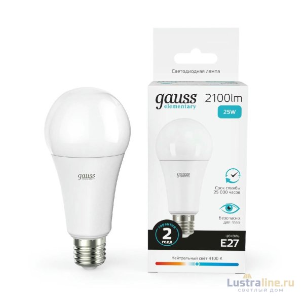 Лампа светодиодная Gauss E27 25W 4100K груша матовая 73225 Лампа светодиодная Gauss E27 25W 4100K груша матовая 73225