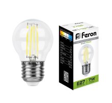 Лампа светодиодная филаментная Feron E27 7W 4000K Шар Прозрачная LB-52 25877 УЦ