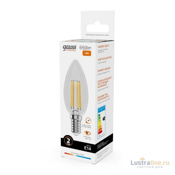 Лампа светодиодная Gauss Filament Elementary E14 10W 2700K 32110 Лампа светодиодная Gauss Filament Elementary E14 10W 2700K 32110