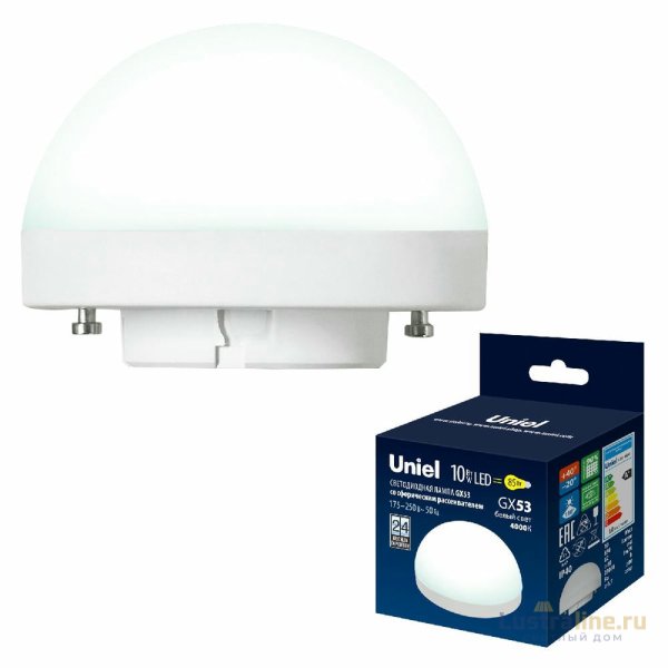 Лампа светодиодная Uniel LED-GX53-10W/4000K/GX53/FR/SPHERE PLZ02WH UL-00011788 Лампа светодиодная Uniel LED-GX53-10W/4000K/GX53/FR/SPHERE PLZ02WH UL-00011788