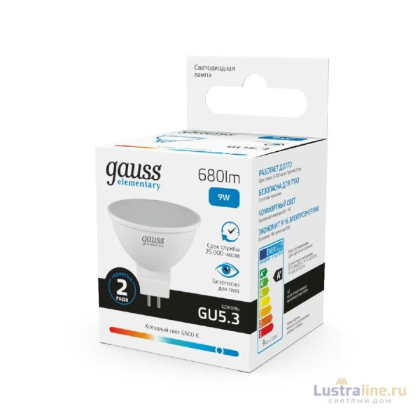 Лампа светодиодная Gauss GU5.3 9W 6500K матовая 13539 Лампа светодиодная Gauss GU5.3 9W 6500K матовая 13539