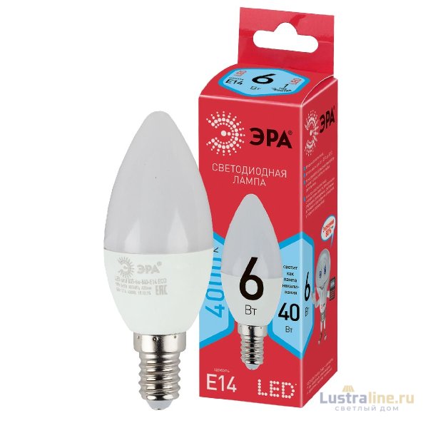Лампа светодиодная Эра E14 6W 4000K LED B35-6W-840-E14 R Б0051057