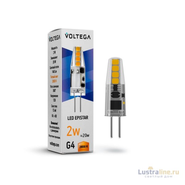 Лампа светодиодная Voltega G4 2W 2800K VG9-K1G4warm2W-12 7142 Лампа светодиодная Voltega G4 2W 2800K VG9-K1G4warm2W-12 7142