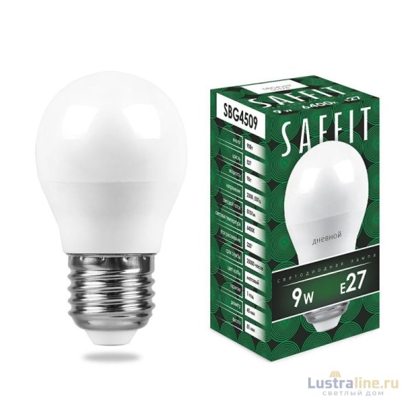 Лампа светодиодная Saffit SBG4509 шар E27 9W 6400K 55126 Лампа светодиодная Saffit SBG4509 шар E27 9W 6400K 55126