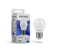 Лампа светодиодная Voltega E27 10W 4000K шар матовый VG2-G45E27cold10W 8456