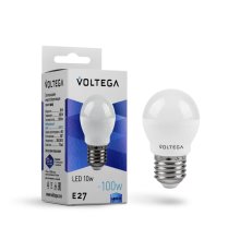 Лампа светодиодная Voltega E27 10W 4000K шар матовый VG2-G45E27cold10W 8456