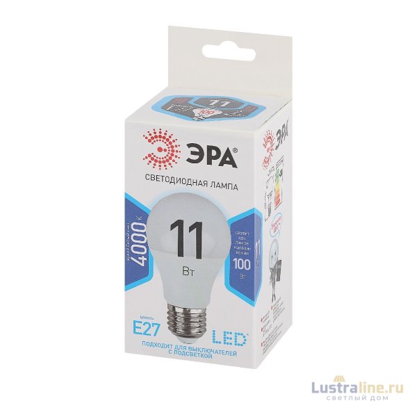 Лампа светодиодная Эра E27 11W 4000K LED A60-11W-840-E27 Б0029821