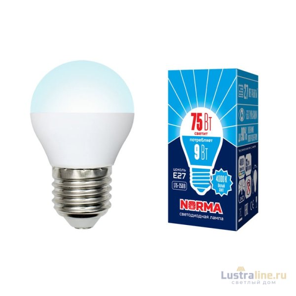 Лампа светодиодная (UL-00003828) Volpe E27 9W 4000K матовая LED-G45-9W/NW/E27/FR/NR Лампа светодиодная (UL-00003828) Volpe E27 9W 4000K матовая LED-G45-9W/NW/E27/FR/NR