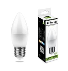 Лампа светодиодная Feron E27 7W 4000K Свеча Матовая LB-97 25759